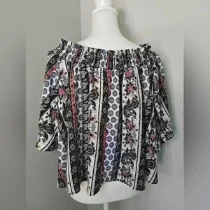 Shyanne Western Boho Off The Shoulder Paisley Shirt